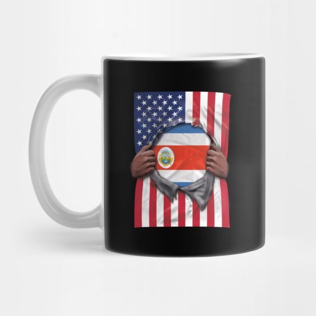 Costa Rica Flag American Flag Ripped - Gift for Costa Rican From Costa Rica by Country Flags